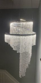 Double Ring Crystal Spiral Drop Chandelier