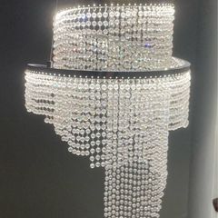 Double Ring Crystal Spiral Drop Chandelier