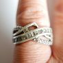 Vintage 925 Sterling Silver Crossover Ring with Stone Setting size M - 5,1g Image 4