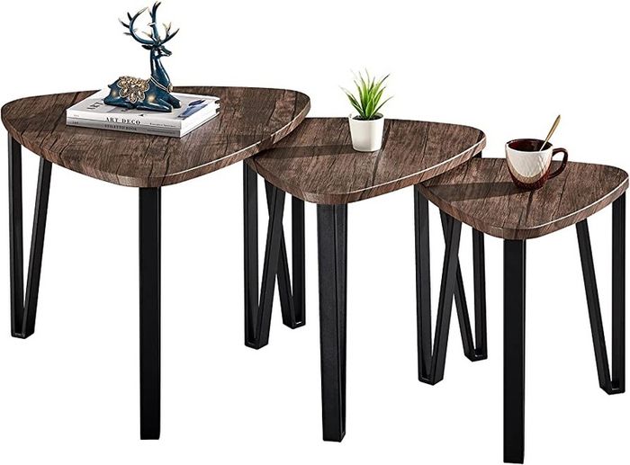 Nest of Table Easy Assembly Industrial Nesting Table Set of 3 Coffee Tables End Side Tables for Home and Office (FREE SHIPPING)