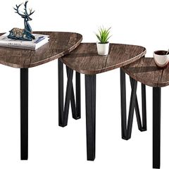 Nest of Table Easy Assembly Industrial Nesting Table Set of 3 Coffee Tables End Side Tables for Home and Office (FREE SHIPPING)
