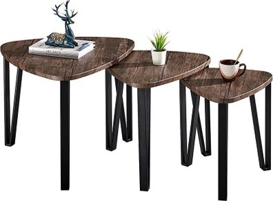 Nest of Table Easy Assembly Industrial Nesting Table Set of 3 Coffee Tables End Side Tables for Home and Office (FREE SHIPPING)