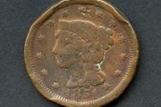 Scarce USA 1851 Large Braided Hair Cent - Fine + Condition - Free Postage