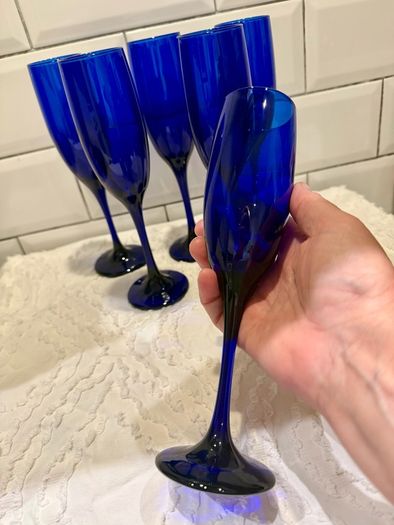 Cobalt Blue flute glasses