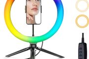 Ring Light with Tripod Stand &amp; Phone Holder, 10 inch LED Ring Light with 12 RGB Modes &amp; 10 Brightness Level,Selfie Ring Lights for Makeup, Tiktok, YouTube