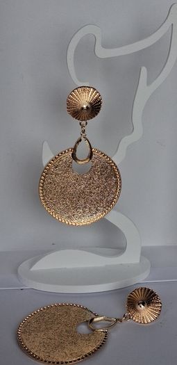 Gold Sunburst Hammered Round Disc Drop Earrings