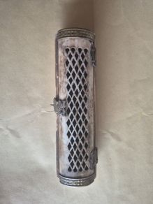 Victorian Carved Bone Needle Case  Original Velvet Box