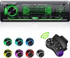 Car Radio Bluetooth 5.0 Hands-free1 Din Universal Built-in Microphone, 4X65W Car Radio Receiver, USB/TF/FM/AUX/WMA/WAV/MP3 Media Player with 7 Colorful Lights (FREE POSTAGE)