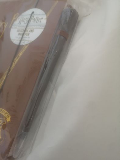 Harry Potter notebook and wand.