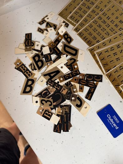 Adhesive numbers and letters  black gold metal