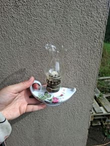 Rose ceramic miniature oil lamp postage possible