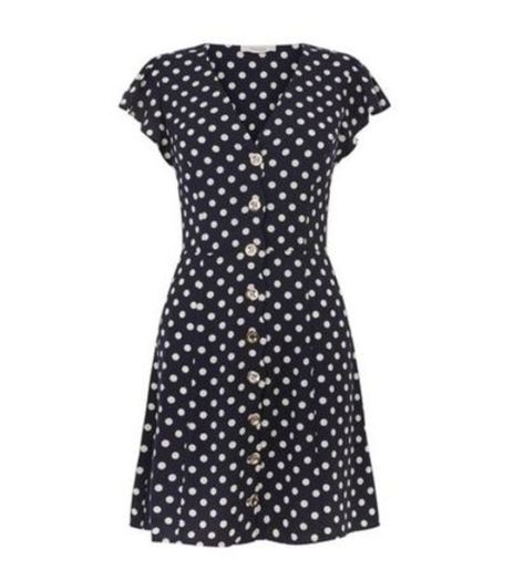 Oasis Spot Button Skater Dress S 16