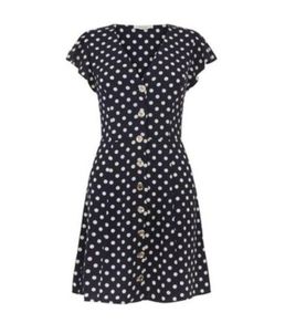 Oasis Spot Button Skater Dress S 16