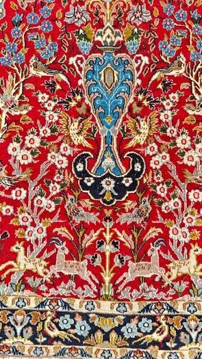 Fine Persian Qom Tree of Life Wool and Silk