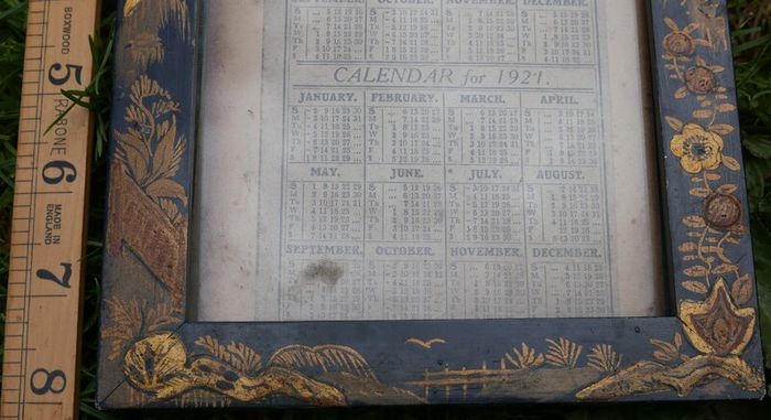 Vintage Calendar 1920-21 in Vintage Hand Painted Frame