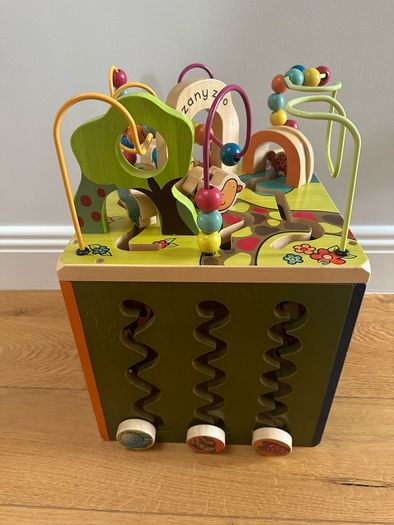 Wooden activity center, wooden building blocks
