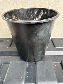 Tall black plastic flower pot