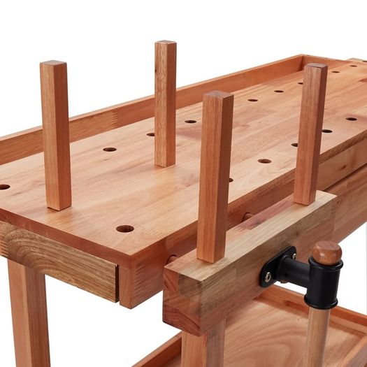 Carpentry Workbench with Drawer and 2 Vices Hardwood