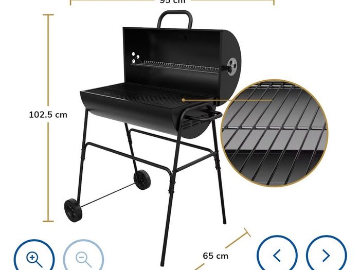 Barrel Charcoal BBQ Grill Smoker Black with cover