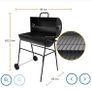 Barrel Charcoal BBQ Grill Smoker Black with cover Image 3
