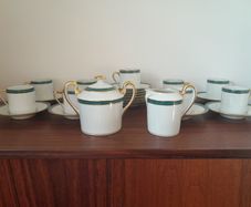 Limoges Laurier Blue Ceralene Tea Set