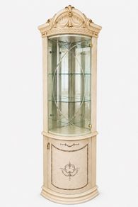 Ornate Marble Effect Corner Display Cabinet Glass & Mirrored