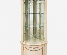 Ornate Marble Effect Corner Display Cabinet Glass & Mirrored