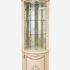 Ornate Marble Effect Corner Display Cabinet Glass & Mirrored