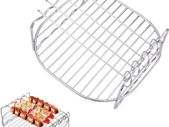 Air Fryer Double Layer Rack, Multi-purpose Air Fryer Accessories with 4 Skewers, 6.8 Inch Stainless Steel Airfryer Grill Pan Compatible with Go Wise/Phillips Airfryer (Fit 3.5-5.8QT)