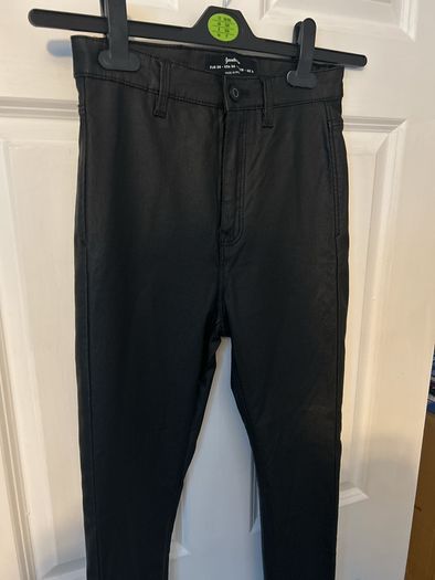 leather look trousers