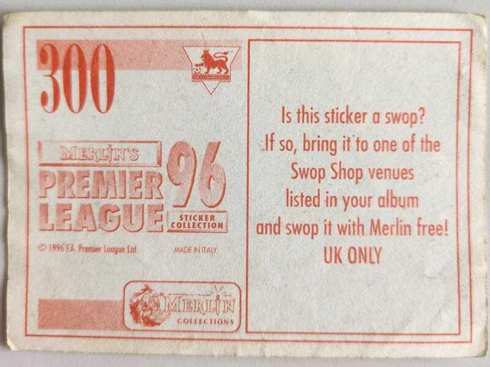 '96 Premier League - Merlin stickers