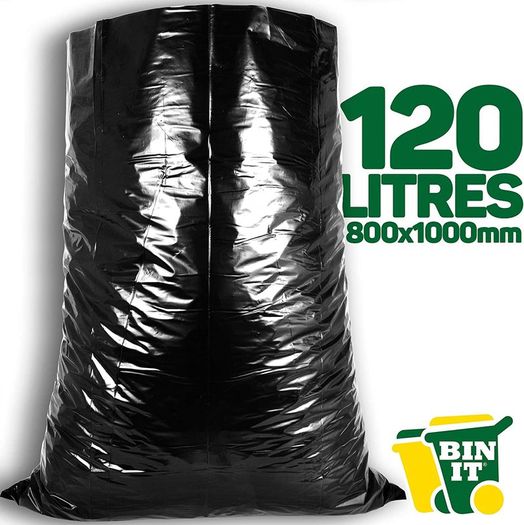 10 Ultra Heavy Duty, 120 Litre XL Refuse Sacks, Bin Bags, Bin Liners, 80kg Lift Tested, Super Strong, 60 m, Perfect for Household, Office, Garden, Commercial, DIY, Caterers