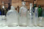 473 - Set of 6 Vintage Clear Glass Cork Screw Top Collectible Decorative Bottles