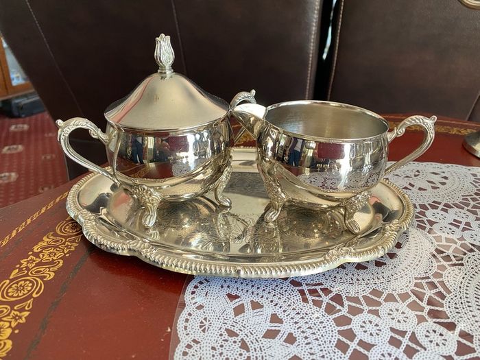 Milk jug & Sugar bowl on tray