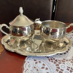 Milk jug & Sugar bowl on tray