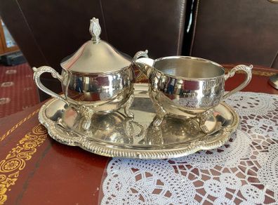 Milk jug & Sugar bowl on tray