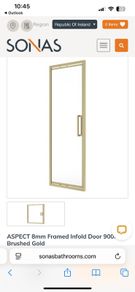 ASPECT 8mm Framed Infold Door 900mm Brushed Gold