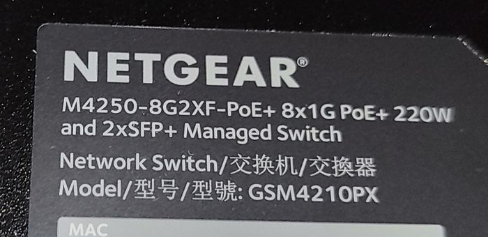 Netgear M4250-8G2XF POE 30watt - AV Line model. Mint condition