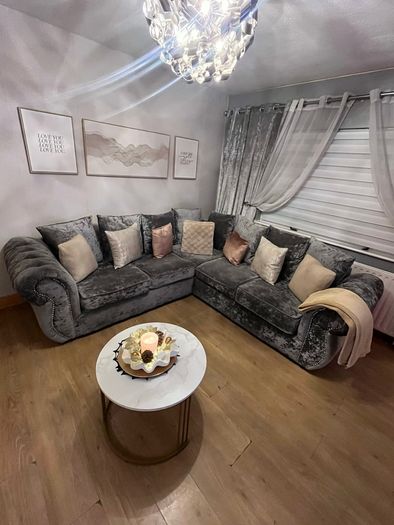 velvet L sofa