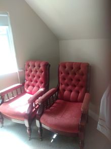 mid century button backed armchairs. Price drop
