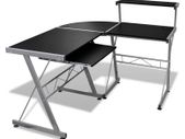 Computer Desk with Pull-out Keyboard Tray L-shaped Black