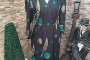 vintage 70s 80s Black print wrap dress