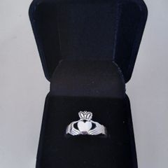 Large Modern Sterling Silver Claddagh Ring