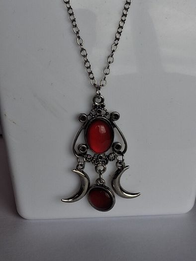 Gothic Triple Moon Goddess Pendant Necklace