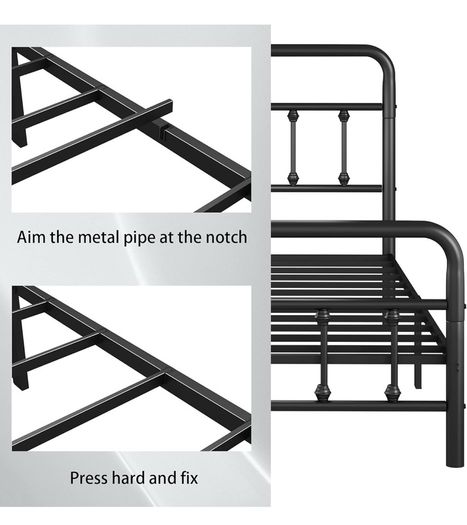5ft Metal Bed Frame with Victorian Vintage Style