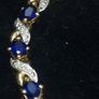 French Made Gold Plated Bracelet with Sapphire-Blue Stones | 18cm Image 3