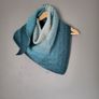 Handmade crochet triangle wool shawl wrap. Teal and mint gradient ombre shawl Image 2