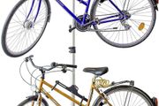 Telescopic Bike Stand for 2 Bicycles, Adjustable from 160 to 340 cm, Aluminium &amp; Plastic, Extends Between Floor &amp; Ceiling, Silver