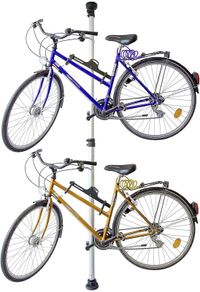 Telescopic Bike Stand for 2 Bicycles, Adjustable from 160 to 340 cm, Aluminium & Plastic, Extends Between Floor & Ceiling, Silver