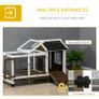 Wooden Rabbit Hutch, Guinea Pig Cage, with Removable Tray, Wheels - Brown Image 4